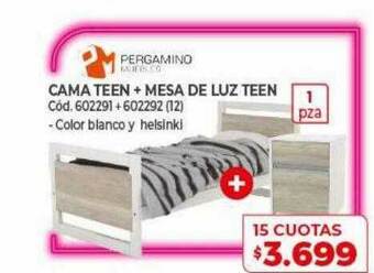 Naldo Lombardi Cama Teen + Mesa De Luz Teen Pergamino oferta