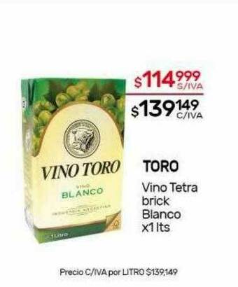 Nini Mayorista Toro Vino Tetra Brick Blanco oferta