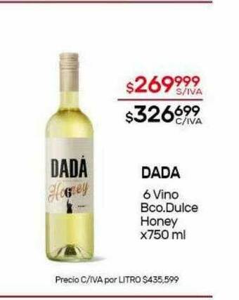 Nini Mayorista Dada 6 Vino Bco Dulce Honey oferta