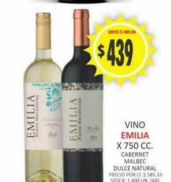 Supermercados Becerra Vino Emilia oferta