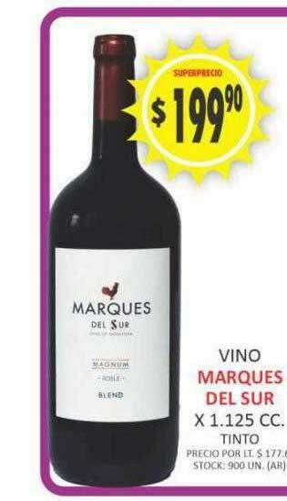 Supermercados Becerra Vino Marques Del Sur oferta