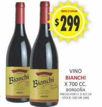 Supermercados Becerra Vino Bianchi oferta