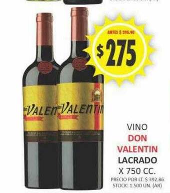 Supermercados Becerra Vino Don Valentin Lacrado oferta