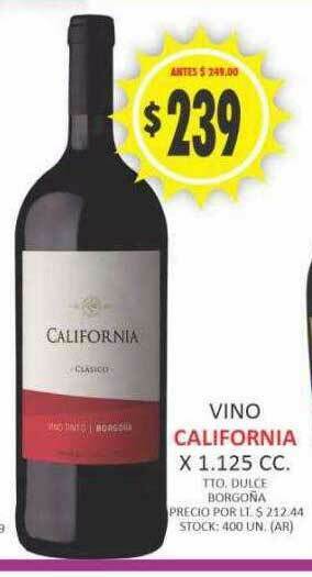 Supermercados Becerra Vino California oferta