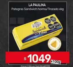 Nini Mayorista La paulina pategras sandwich horma/trozado oferta