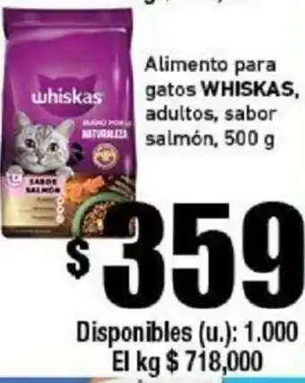 Cooperativa Obrera Alimento Para Gatos Whiskas, Adultos, Sabor Salmón, 500 g oferta