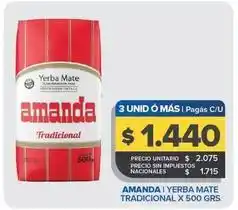 Carrefour Maxi Amanda - yerba mate tradicional x 500 grs oferta