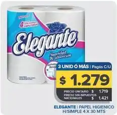 Carrefour Maxi Elegante - papel higienico h/simple 4 x 30 mts oferta