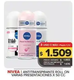 Carrefour Maxi Nivea - antitranspirante roll on varias presentaciones x 50 cc oferta