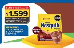 Carrefour Maxi Nesquik - cacao en polvo stacc s premix x 180 grs oferta