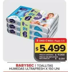Carrefour Maxi Babysec - toallitas humedas ultrafresh x 150 uni oferta