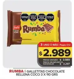 Carrefour Maxi Rumba - galletitas chocolate rellena coco 3 x 110 grs oferta