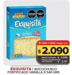 Carrefour Maxi Exquisita - bizcochuelo fortificado vainilla x 540 grs oferta