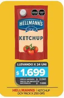 Carrefour Maxi Hellmann's - ketchup doy pack x 250 grs oferta