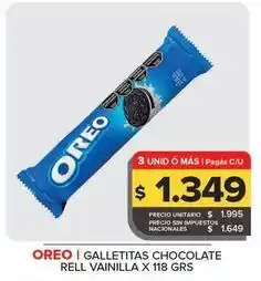Carrefour Maxi Oreo - galletitas chocolate rell vanilla x 118 grs oferta