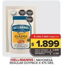 Carrefour Maxi Hellmann's - mayonesa regular doypack x 475 grs oferta