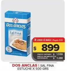 Carrefour Maxi Dos anclas - sal fina estuche x 500 grs oferta