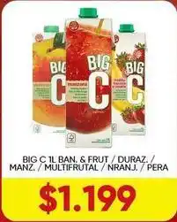 Supermercados Tadicor Big c 1l ban. & frut / duraz. / manz. / multifrutal / nranj. / pera oferta