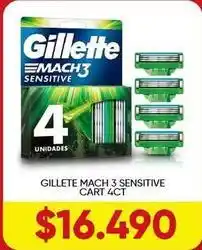 Supermercados Tadicor Gillette - mach3 sensitive cart 4ct oferta
