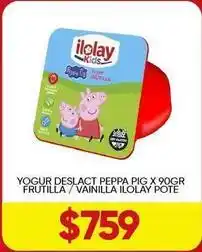 Supermercados Tadicor Ilolay - yogur deslact peppa pig x 90gr frutilla / vainilla pote oferta
