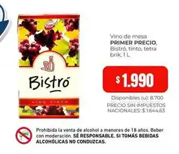 Cooperativa Obrera Primer - vino de mesa bistro oferta