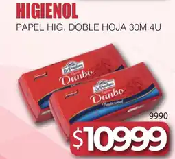 Masivos Higienol papel hig. doble hoja oferta