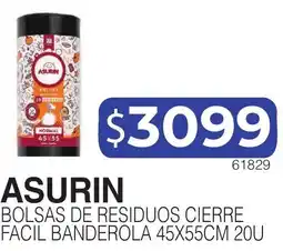 Masivos Asurin bolsas de residuos cierre facil banderola oferta