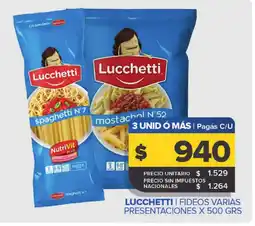 Carrefour LUCCHETTI i fideos varias presentaciones oferta