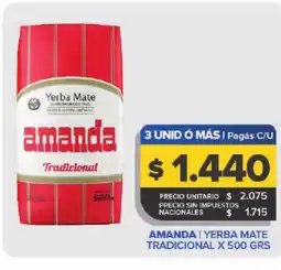 Carrefour AMANDA yerba mate tradicional oferta