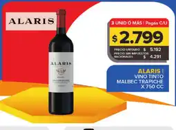 Carrefour ALARIS Vino tinto malbec trapiche x 750 cc oferta