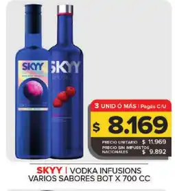 Carrefour SKYY vodka infusions varios sabores bot x 700 cc oferta