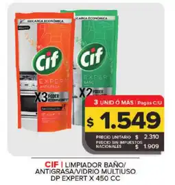 Carrefour CIF Limpiador baño/ antigrasa/vidrio multiuso dp expert x 450 cc oferta