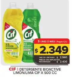 Carrefour CIF Detergente bioactive limon/lima x 500 cc oferta