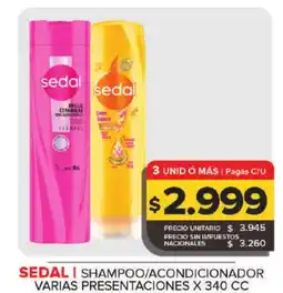 Carrefour SEDAL Shampoo/acondicionador varias presentaciones x 340 cc oferta