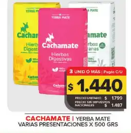 Carrefour CACHAMATEI Yerba mate varias presentaciones oferta