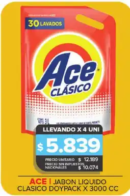 Carrefour ACE Jabon liquido clasico doypack x 3000 cc oferta