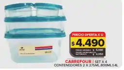 Carrefour CARREFOUR Set x 4 contenedores oferta