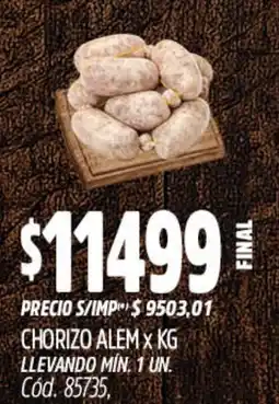Supermercados Yaguar Chorizo alem oferta
