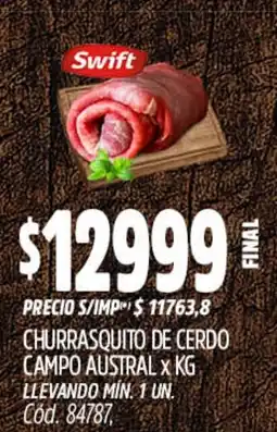 Supermercados Yaguar Swift churrasquito de cerdo campo austral oferta