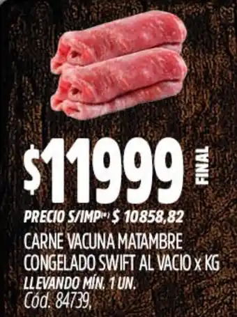Carne vacuna matambre congelado swift al vacio