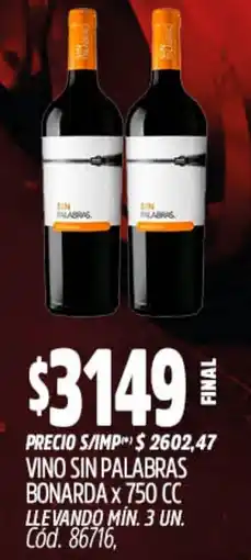 Supermercados Yaguar Sin palabras vino oferta