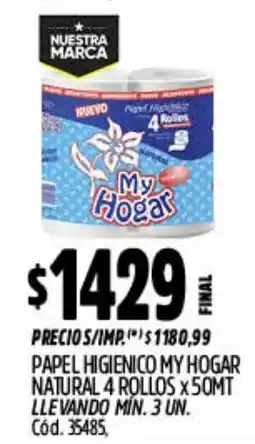 Supermercados Yaguar My hogar papel higienico natural oferta