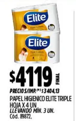 Supermercados Yaguar Elite papel higienico triple oferta