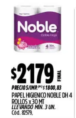 Supermercados Yaguar Noble papel higienico dh 4 rollos oferta