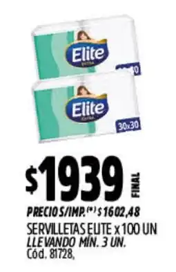 Supermercados Yaguar Elite servilletas oferta