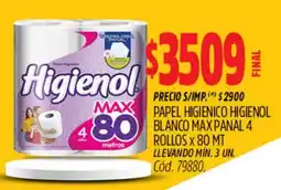 Supermercados Yaguar Higienol papel higienico higienol blanco max panal 4 rollos oferta