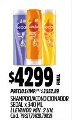 Supermercados Yaguar Sedal shampoo/ acondicionador oferta