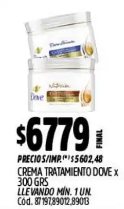 Supermercados Yaguar Dove crema tratamiento oferta