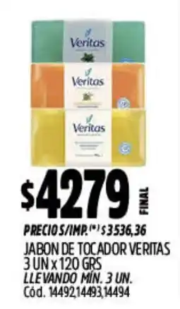 Supermercados Yaguar Veritas jabon de tocador oferta