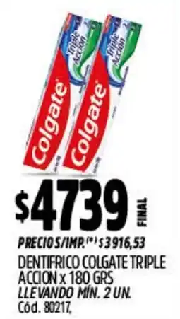Supermercados Yaguar Colgate dentífrico triple acción oferta